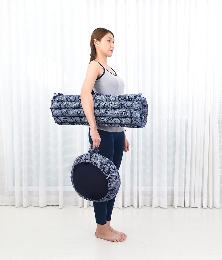 Leewadee Meditationskissen Set Sitzkissen Rund Zafu Yoga Kissen Zabuton Yogakissen Meditationskissen
