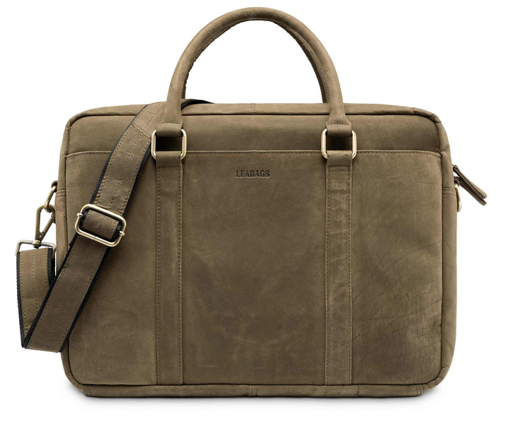 LEABAGS Leder Aktentasche Herren & Damen I Echtleder Laptoptasche bis 16 Zoll I Umhängetasche mit Sc