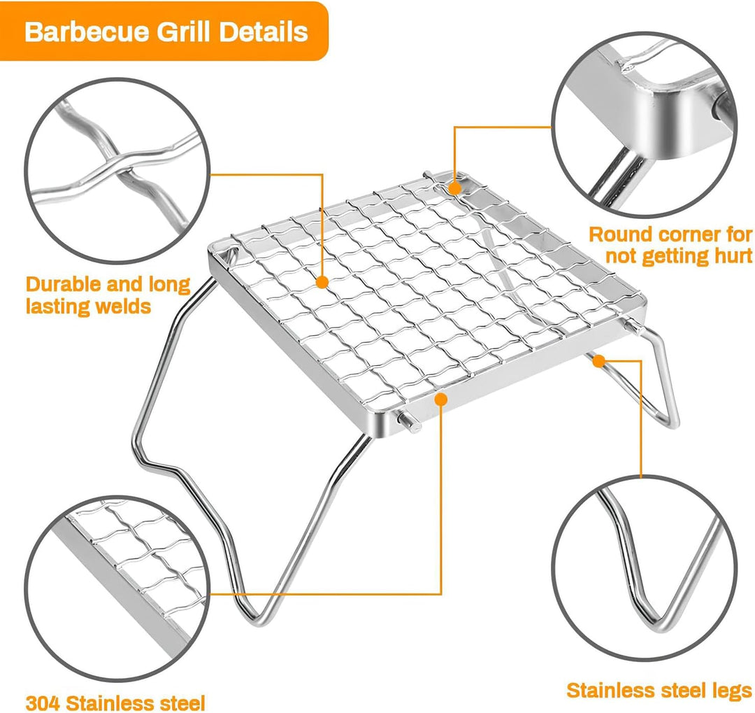Outdoor Camping Grill, Edelstahl Holzkohlegrill Reisegrill, Tragbarer Campinggrill, Mini Edelstahl K