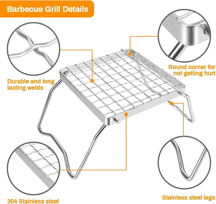Outdoor Camping Grill, Edelstahl Holzkohlegrill Reisegrill, Tragbarer Campinggrill, Mini Edelstahl K