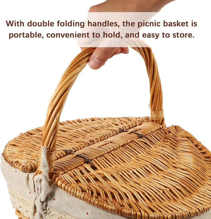 Toddmomy Flechtkorb Mit Deckel Und Griff Rattan Picknickkorb 13.8X9.8X6.7 Zoll Vielseitiger Aufbewah