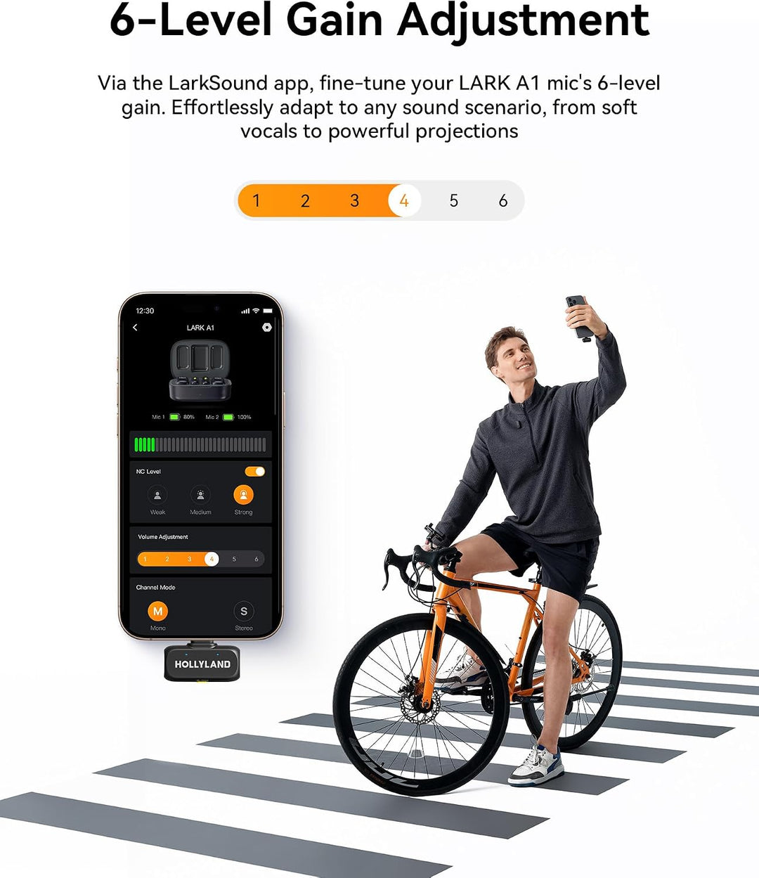Hollyland Lark A1 Combo (Himmelblau, mit USB-C RX + Lightning RX + Ladecase) Drahtloses Mikrofon