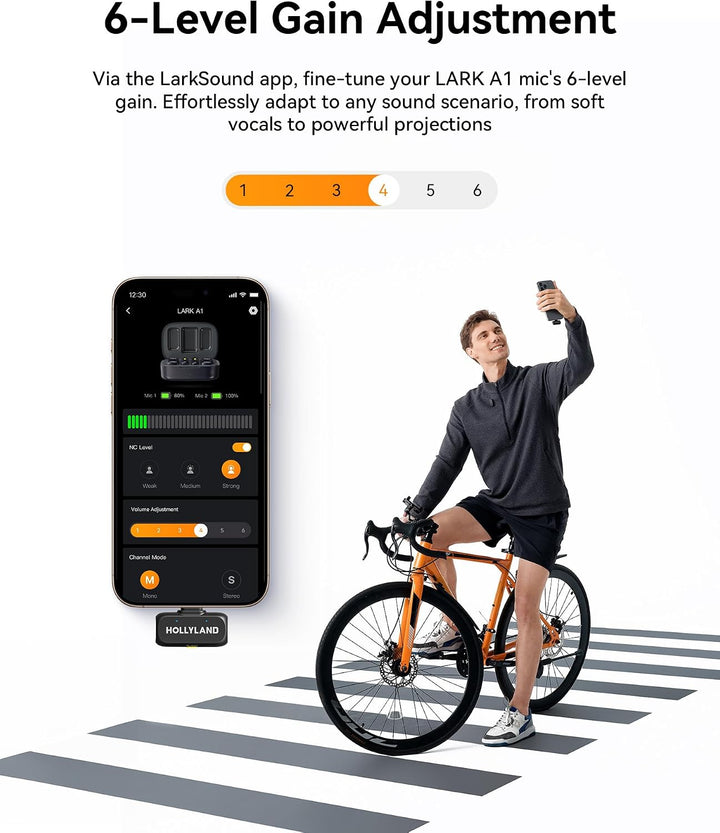 Hollyland Lark A1 Combo (Himmelblau, mit USB-C RX + Lightning RX + Ladecase) Drahtloses Mikrofon