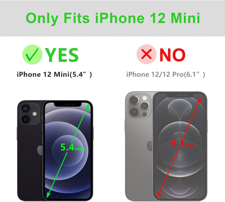 LENSUN Echtleder Hülle für iPhone 12 Mini, Handyhülle [Echtes Leder][Magnetverschluss][RFID Schutz]