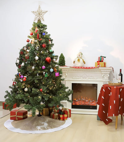 Lewondr Weihnachtsbaum Rock, 120CM Rund Weihnachtsbaumdecke Christbaumständer Teppich mit Exquisiter