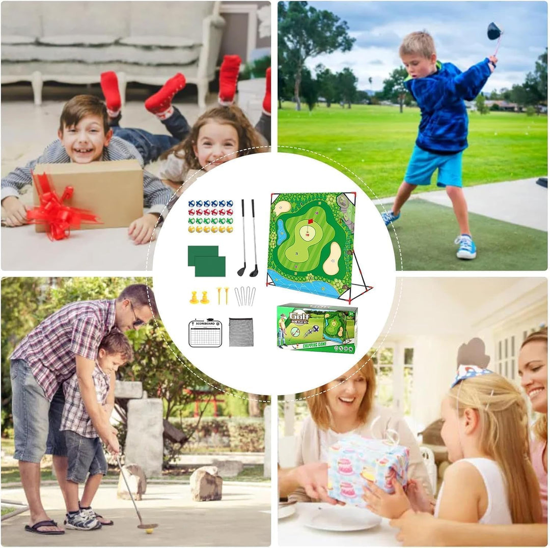 Golf Spielset für Zuhause mit Puttmatte, Klebebällen & Tragetasche – Cornhole-Spiel für Garten, Juge