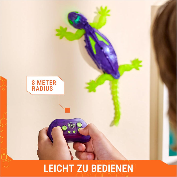 HEX BOTS – Wandflitzer Gecko Glow-in-The Dark, RC-Gecko mit LED-Augen & Glow-in-The-Dark-Beinen, das