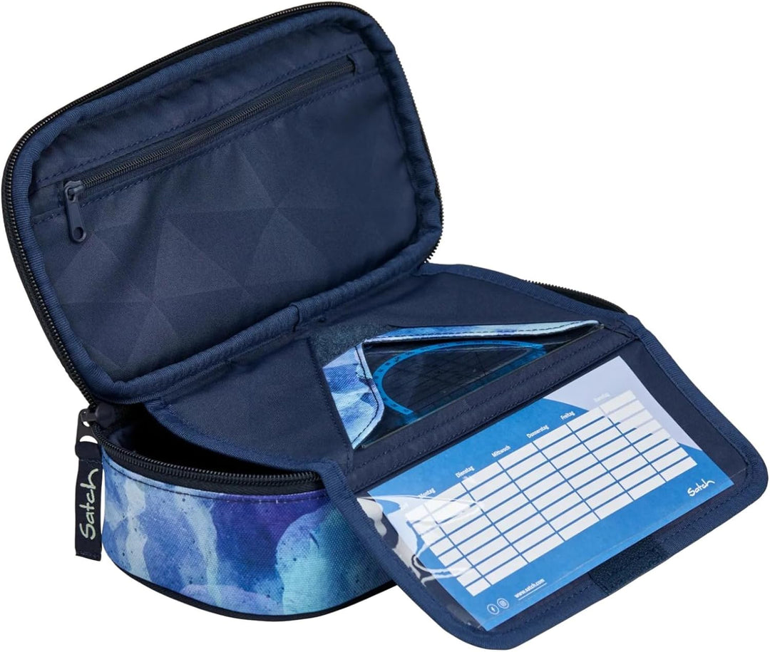 satch Schlamperbox extra gross inkl. Trennfach Reissverschlussfach Stiftehalter Geodreieck Sichtfens