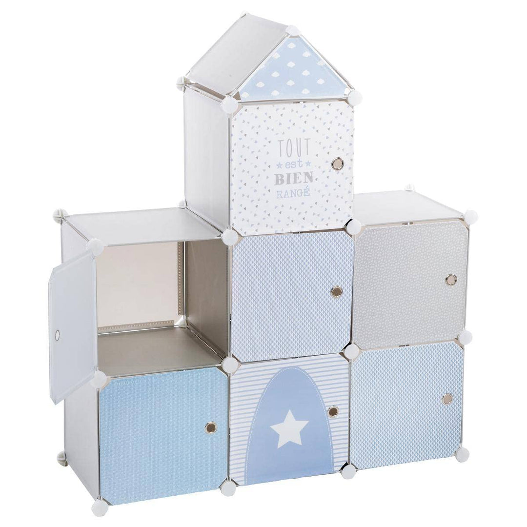 Kinder Aufbewahrungsboxen Château - grau und blau 96 × 109 cm - Grau - Atmosphera créateur d'intérie