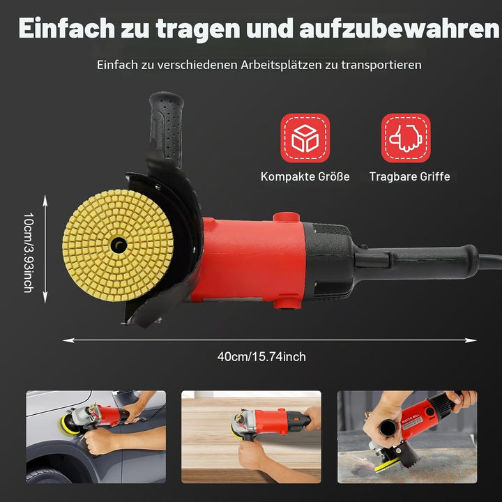 Profi Nasspolierer Steinschleifer 1400 W - Winkelschleifer Schleifmaschine mit 1100-8100 U/min, inkl