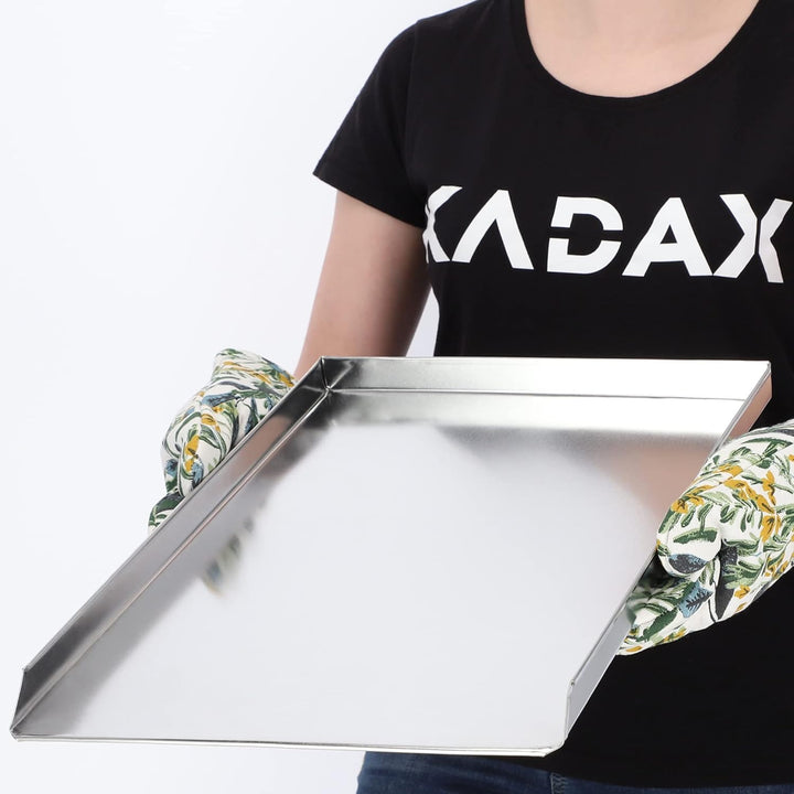 KADAX Kuchenblech aus Zinkblech, Backblech in zwei Grössen, Pizzablech rechteckig für Backofen, Ofen