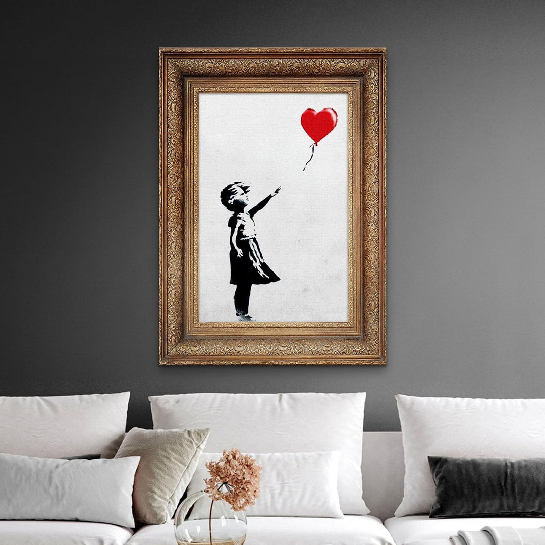 Giallobus - Gemälde - Banksy - - Standardleinwand - 100x140-17 - Baby Mädchen Ballonrahmen - Bereit