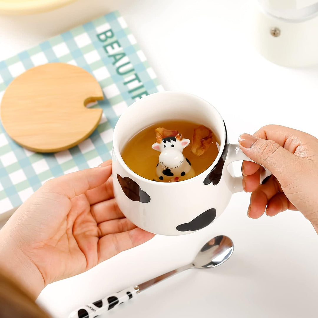 Süsse Sachen Keramik kuh Kaffeetasse Teetasse Mit Deckel Löffel Lustige Geschenke für Frauen Kaffeeb