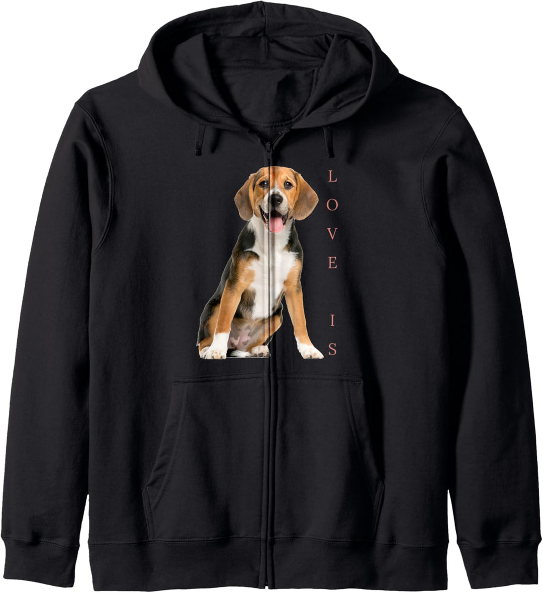 Beagles T-Shirt mit Beagle-Motiv, Aufschrift "Love Is Dog", für Mutter, Papa, Welpen, niedlich Kapuz