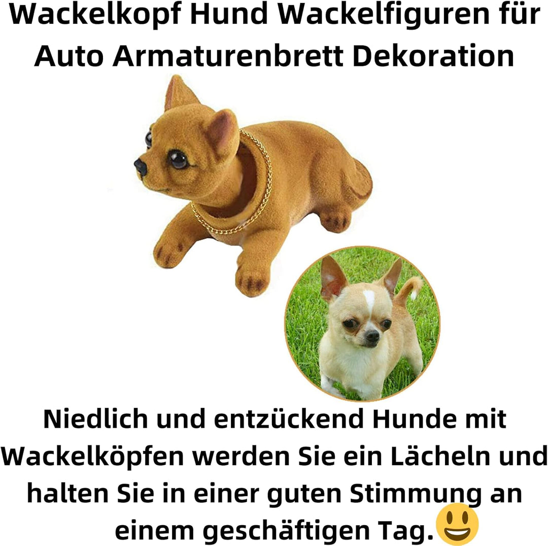 C14DS Wackelhund Auto-Dekoration – Wackeldackel Figur fürs Armaturenbrett & Büro, niedliche Hundefig