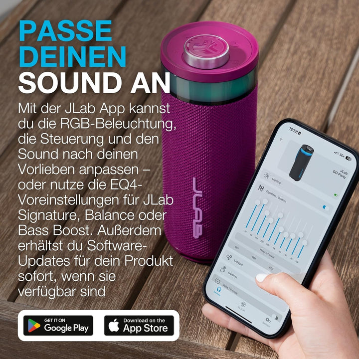 JLab Go Party Tragbarer Bluetooth Lautsprecher mit 16H+ Akkulaufzeit - 10W Drahtloser Outdoor Reise-