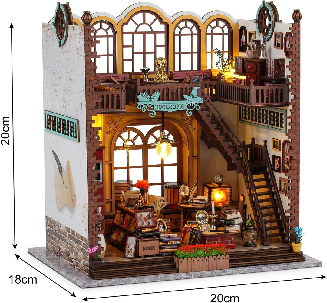 Cuteefun DIY Miniatur Puppenhaus Bausatz, Regaleinsatz für Bücherecke, Room Décor für Erwachsene Geb