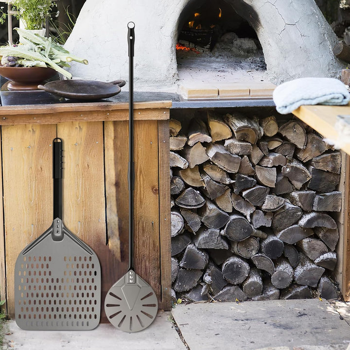G.a HOMEFAVOR Perforiert Pizzaschaufel Pizzaschieber aus Hart Eloxiertes Aluminium, Professionelles
