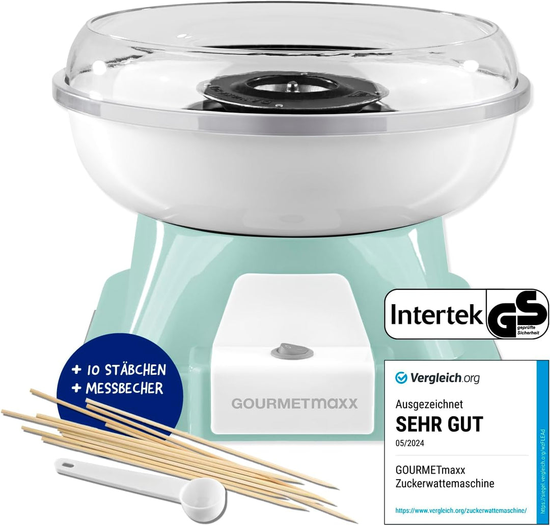 GOURMETmaxx Zuckerwattemaschine für Zuhause | Mit Zubehör für Cotton Candy, Candy Floss Maschine Set