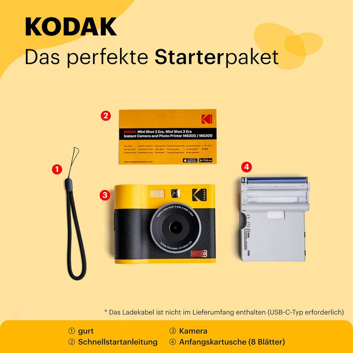 Kodak Cam Mini Shot 3 Era - Appareil Photo Instantané & Imprimante Photo Portable, Noir 3x3 (Apparei