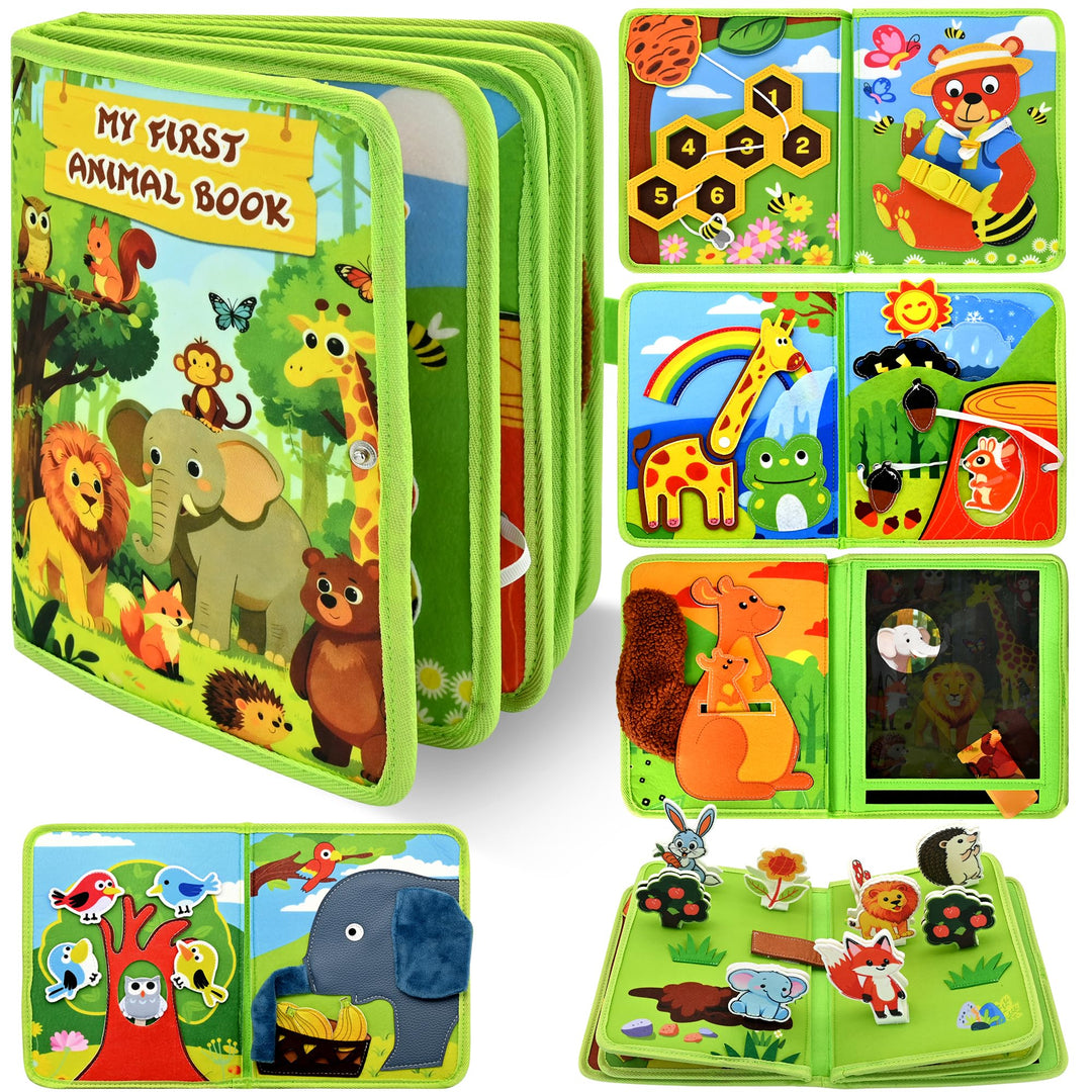 Busy Board Montessori Spielzeug ab 1 2 Jahr, Tiere Filz Busy Book Activity Board für Kleinkinder, Ge