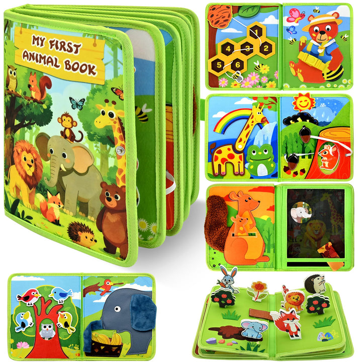 Busy Board Montessori Spielzeug ab 1 2 Jahr, Tiere Filz Busy Book Activity Board für Kleinkinder, Ge