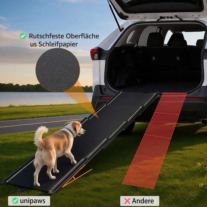 unipaws 190 cm extra Lange Hunderampe für Auto, SUV &amp; LKW, ausziehbare tragbare Haustier-Treppenramp