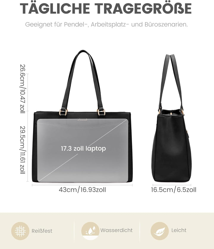 LOVEVOOK Grosse Laptoptasche Damen 17 Zoll, Leicht Aktentasche Arbeitstasche Handtasche, Elegant Lap