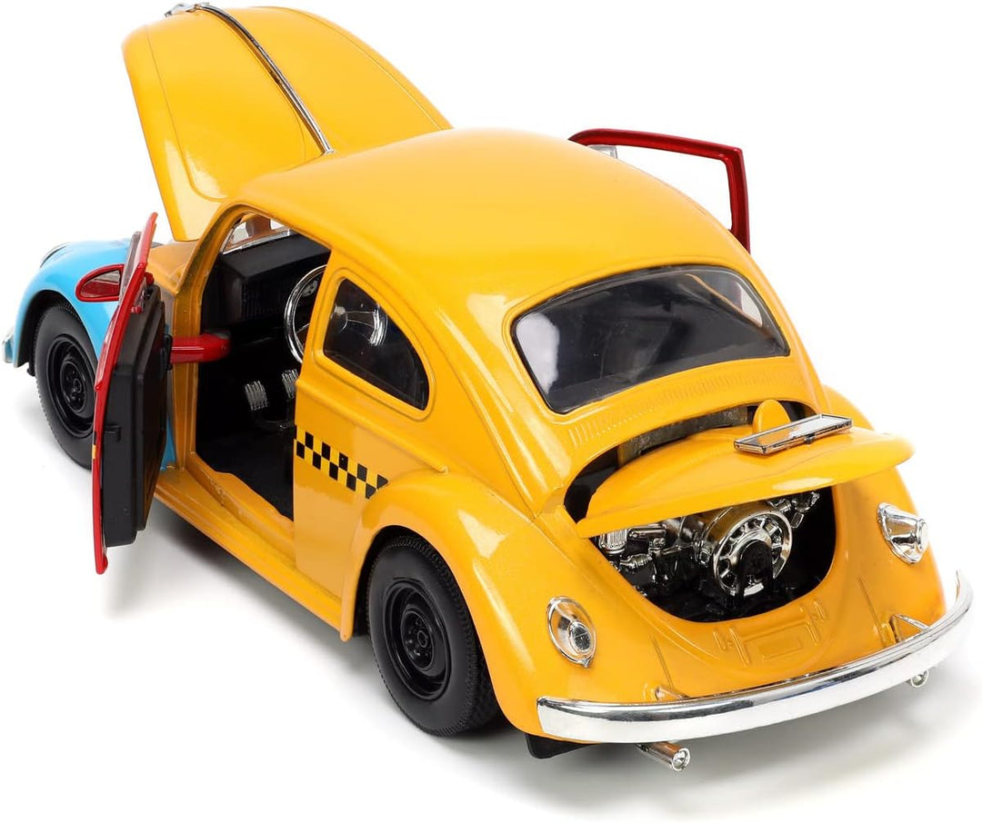 Jada Toys VW Käfer 1959 mit Figur Oscar aus der Sesamstrasse - bunter Volkswagen Beetle (16,5 cm) au