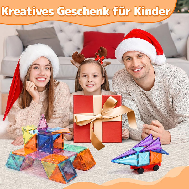 Magnetbausteine, 100 STK Magnetische Bausteine für Kinder, pädagogisches Konstruktionsspielzeug mit