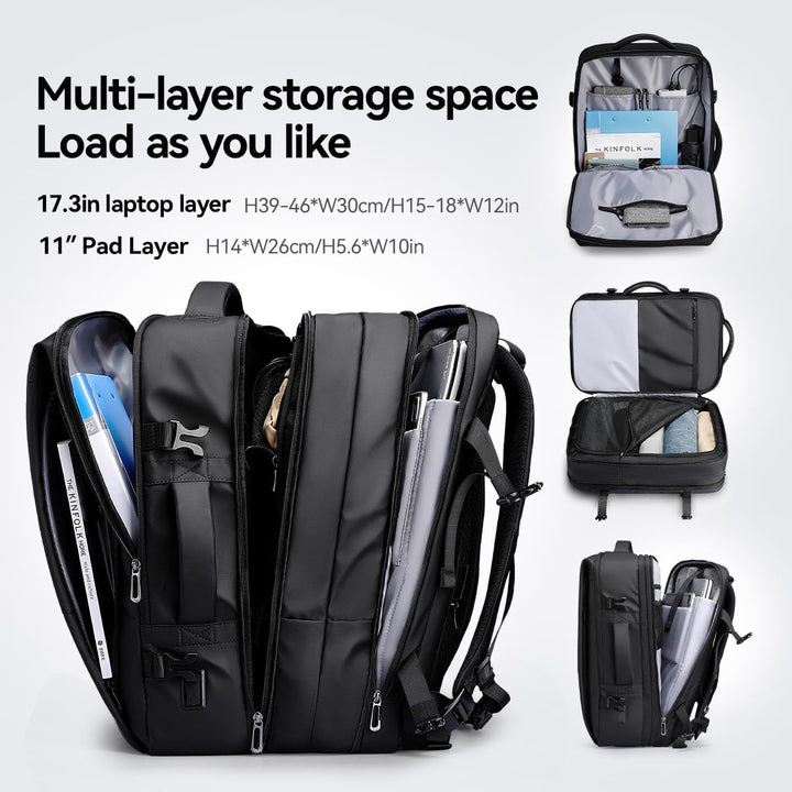 MARK RYDEN 30-45L Geschäftsreiserucksack, Erweiterte Umhängetasche, multifunktionaler Nass- und Troc