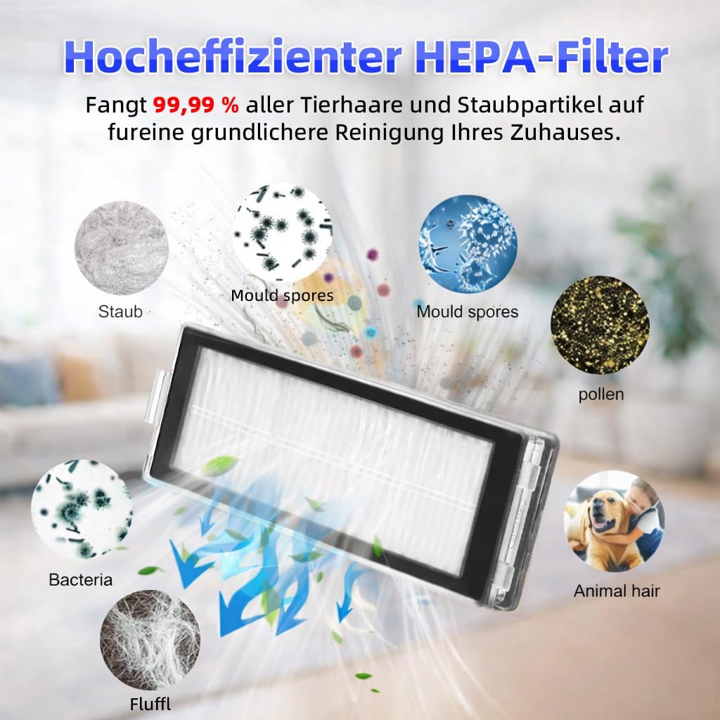 20 Stück Ersatzteile für Roborock Qrevo Curv 2 Flow Roboter-Staubsauger, 1 Paar Hauptbürste, 2 Rolle