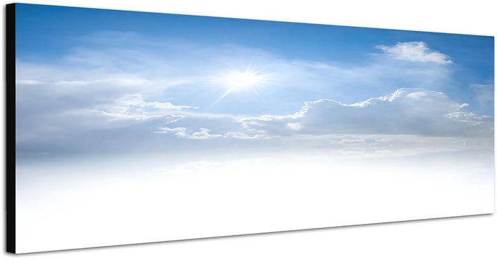 Paul Sinus Art Panoramabild auf Leinwand und Keilrahmen 150x50cm Himmel Wolken Sonnenstrahlen