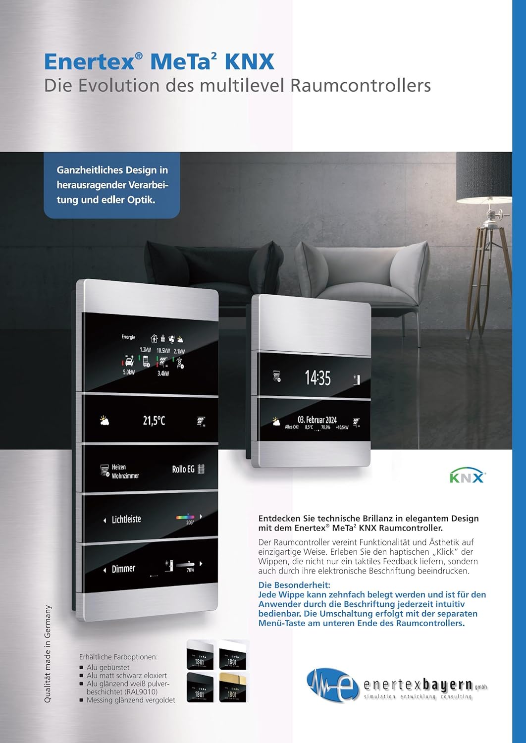 enertex MeTa² Premium Raumkontroller (Aluminium), Aluminium