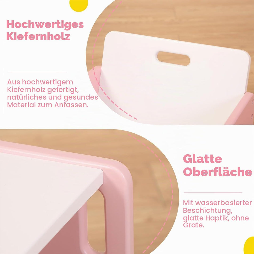 FUNLIO Montessori Beikosttisch und Stuhl-Set für Kleinkinder 1-3 Jahre, höhenverstellbar, Kinder-Tis