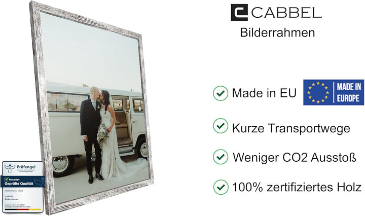 CABBEL Bilderrahmen 1er Set 60x80 mit 2x TESA Klebenagel MDF Holz-Rahmen mit bruchsicherem Acrylglas
