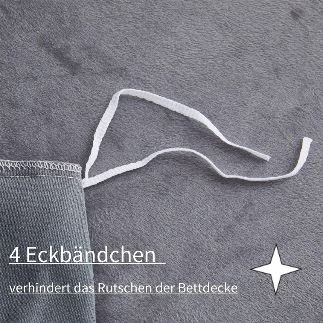 Boqingzhu Flanell Winter Bettwäsche 135x200cm 4Teilig Plüsch Biber Grau Warm Kuschelig Flauschig Bet