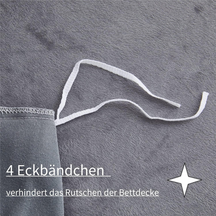 Boqingzhu Flanell Winter Bettwäsche 135x200cm 4Teilig Plüsch Biber Grau Warm Kuschelig Flauschig Bet