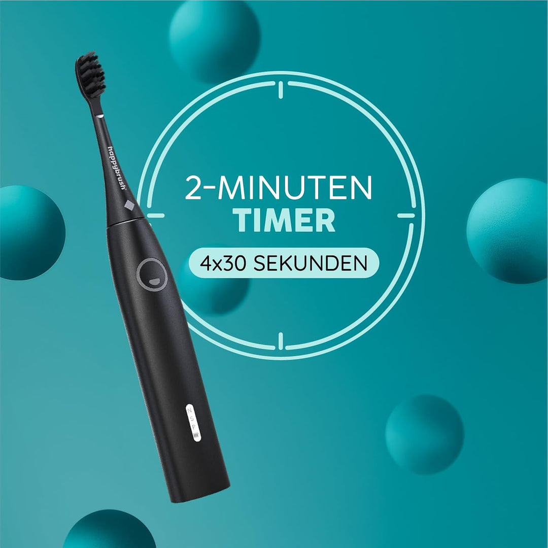 happybrush [Testsieger*] Elektrische Schallzahnbürste Eco VIBE 3 - Nachhaltige Zahnbürste mit 6 Woch