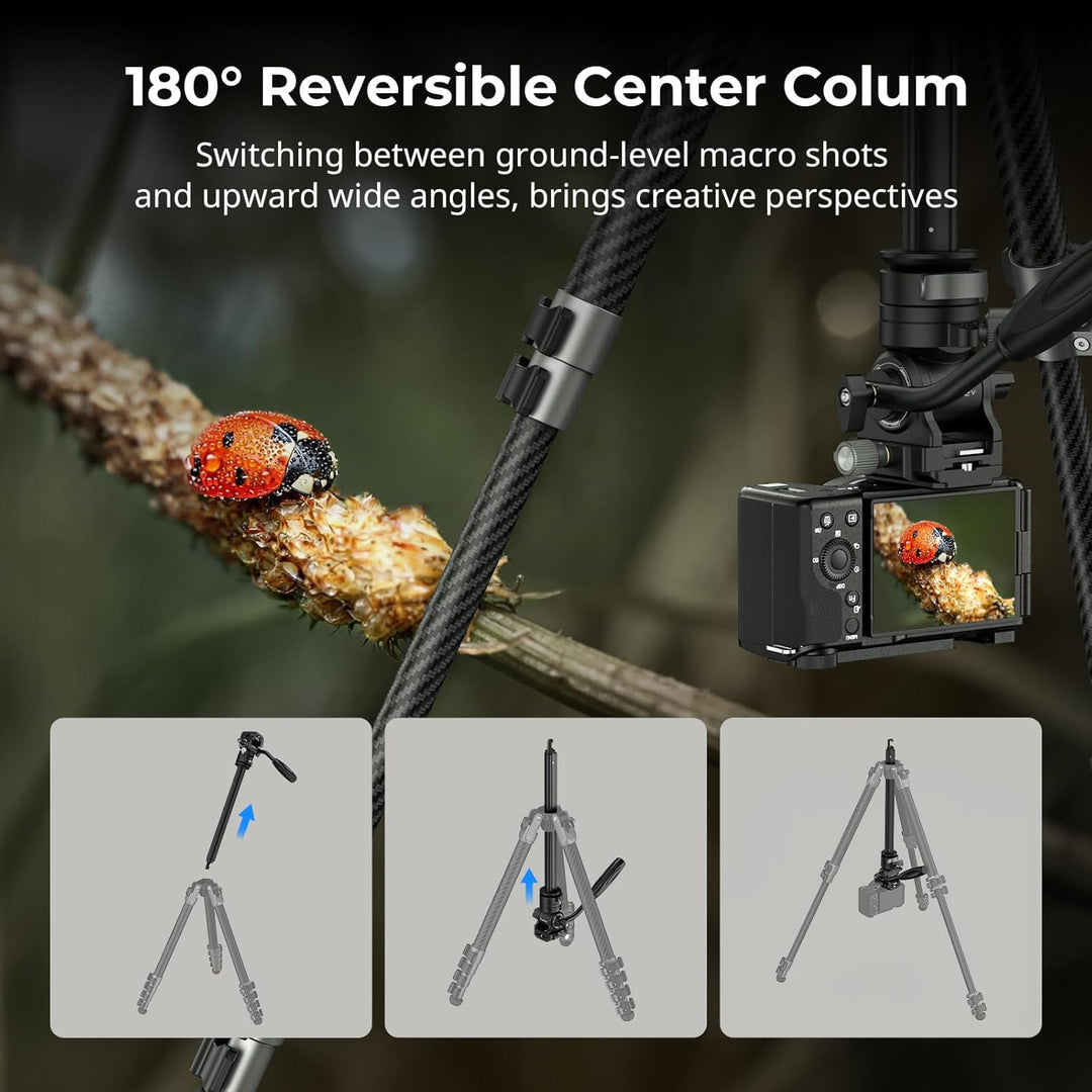 SMALLRIG 63" Tragbares Reisestativ für iPhone und Kamera, 160cm Carbonfaser-Videostativ mit Kompakte