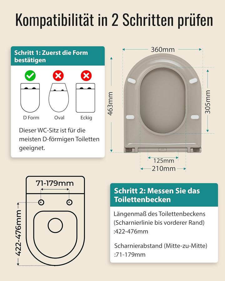HySail Hochwertiger Toilettendeckel mit Absenkautomatik, Schnellverschluss und Hygienischer Oberfläc