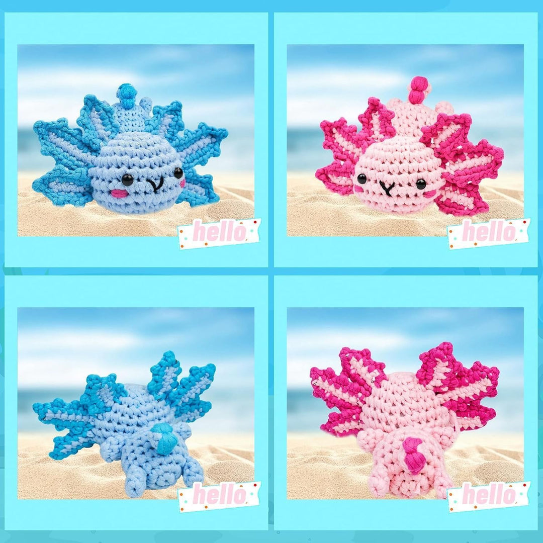 YushengTai Häkelset für Anfänger Molch - Komplettset mit Garn, Häkelnadel & Video-Anleitung - Tier H