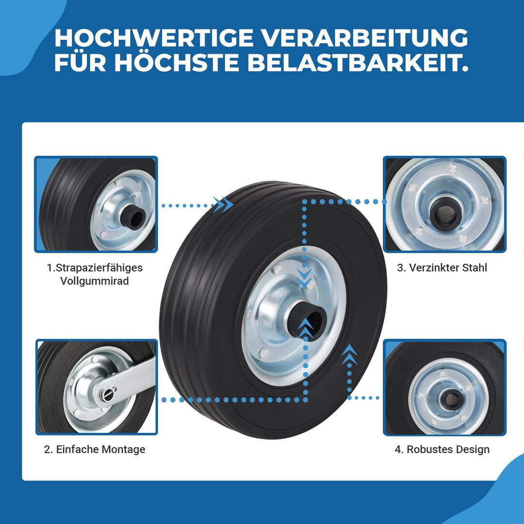 Ersatzrad 225x70mm Vollgummireifen auf Stahlfelge – passend für Automatik-Stützräder bis 400 kg – ro