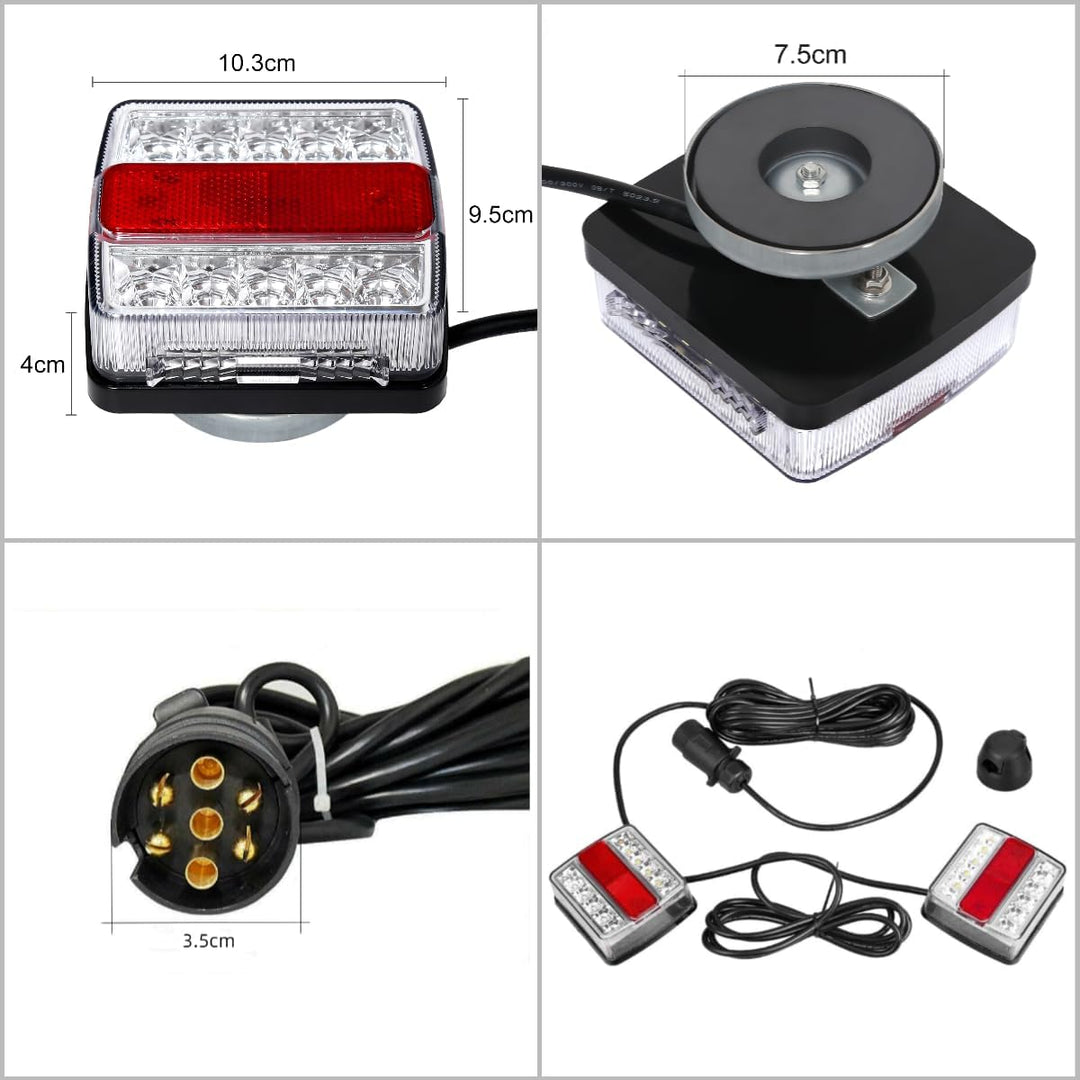 Rücklicht Anhänger Magnet, Uten Rückleuchten Set LED 12 V mit 5 Funktionen, 7 polig 7,5 m Kabel, Was