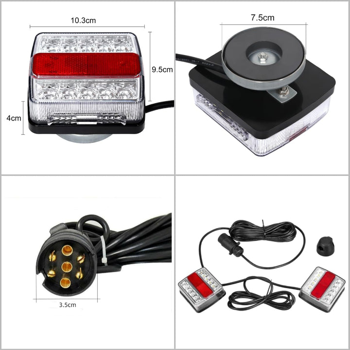 Rücklicht Anhänger Magnet, Uten Rückleuchten Set LED 12 V mit 5 Funktionen, 7 polig 7,5 m Kabel, Was