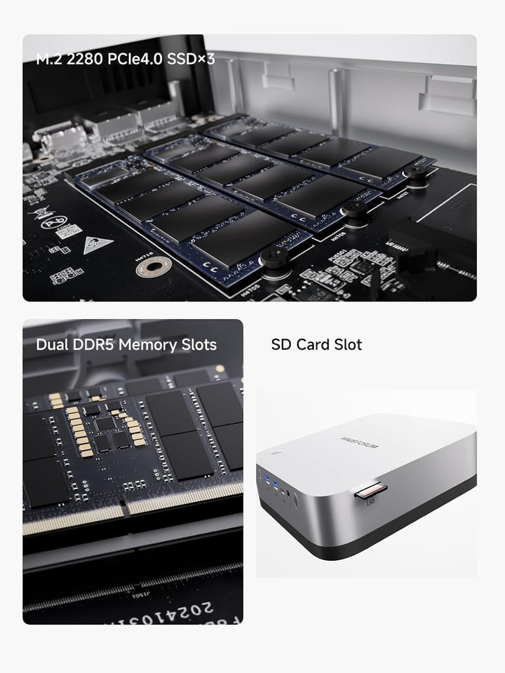 MINIS FORUM AI X1 Pro Mini-PC, AMD Ryzen AI 9 HX370 (12 Kerne/24 Threads bis 5,1 GHz), 32 GB DDR5 RA
