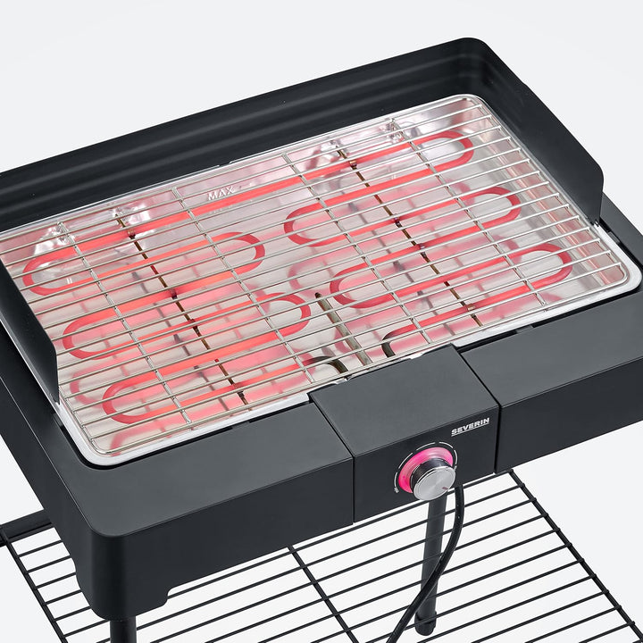 SEVERIN Standgrill mit Edelstahl-Grillrost und Standuntergestell und Ablagerost, Elektrogrill mit sc