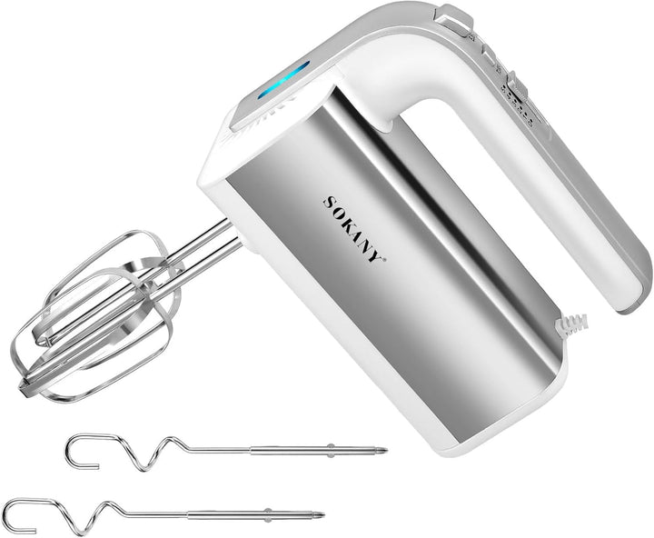 SOKANY 800W Handrührgerät Edelstahlkneter Handmixer, 5 Geschwindigkeiten mit Exit-Taste, Handrührer