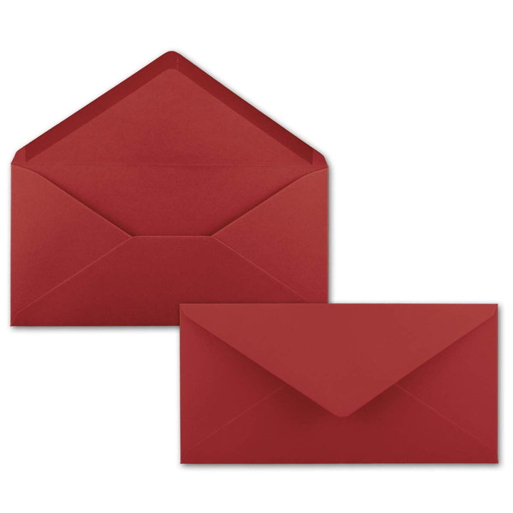 250 Brief-Umschläge Dunkel-Rot DIN Lang - 110 x 220 mm (11 x 22 cm) - Nassklebung ohne Fenster - Ide