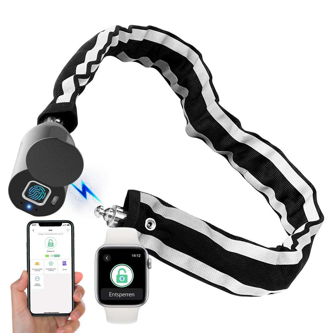 Eseesmart Fingerabdruck Kettenschloss Fahrradschloss Fingerabdruck mit Fingerabdruck Telefon-App 100